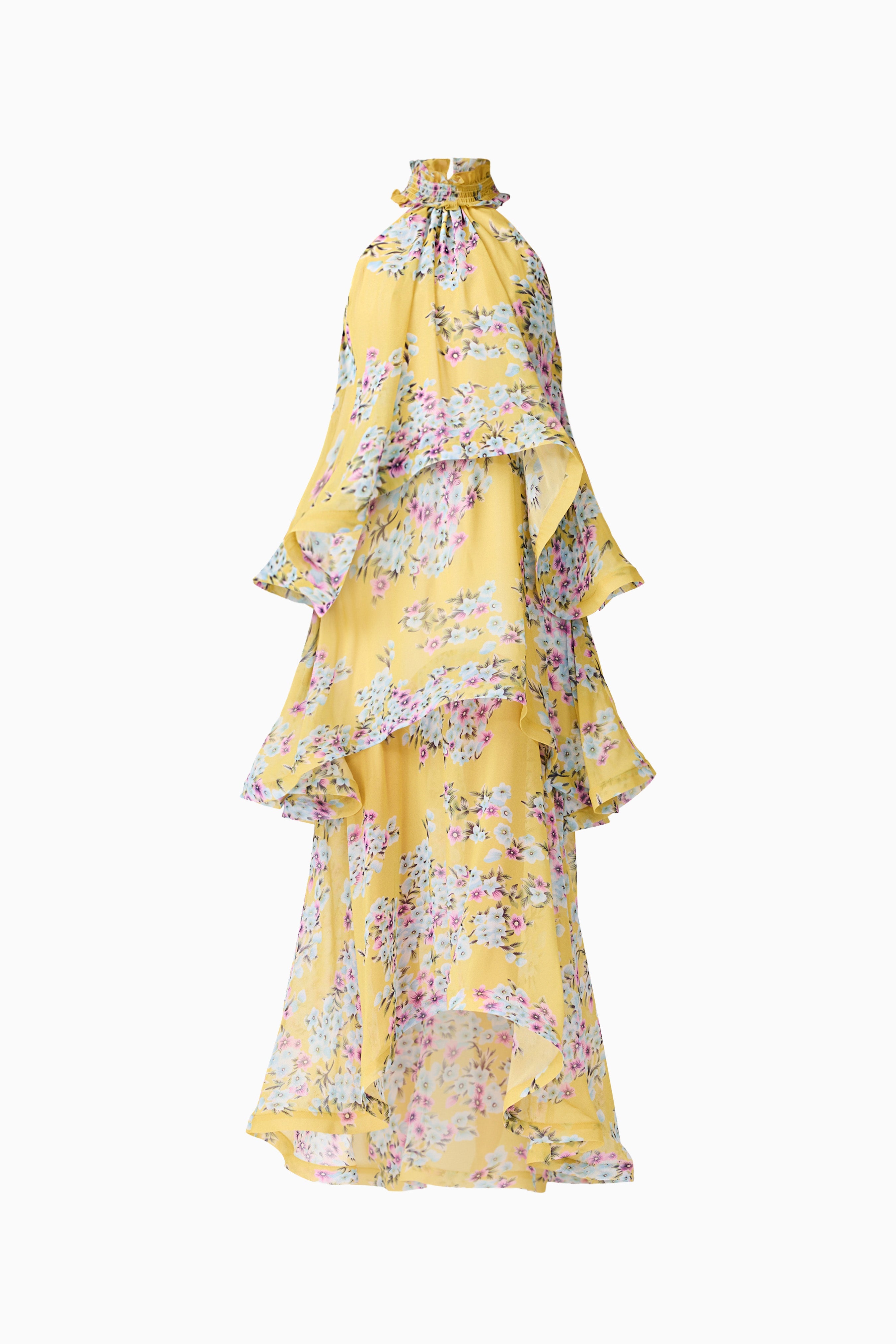 Briony Tiered Gown in Yellow Floral