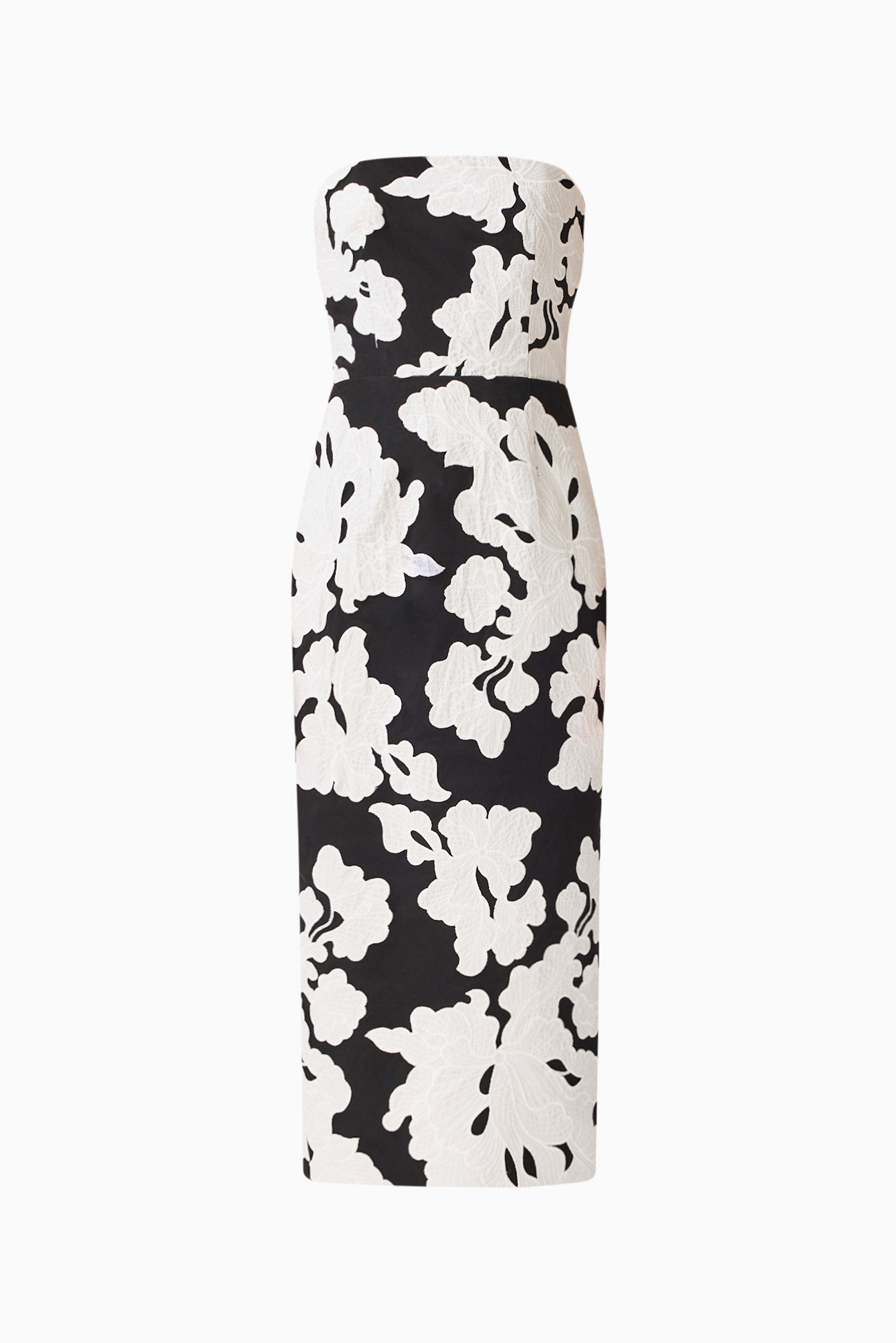 Bloomnoir Column Midi Dress in Black & White