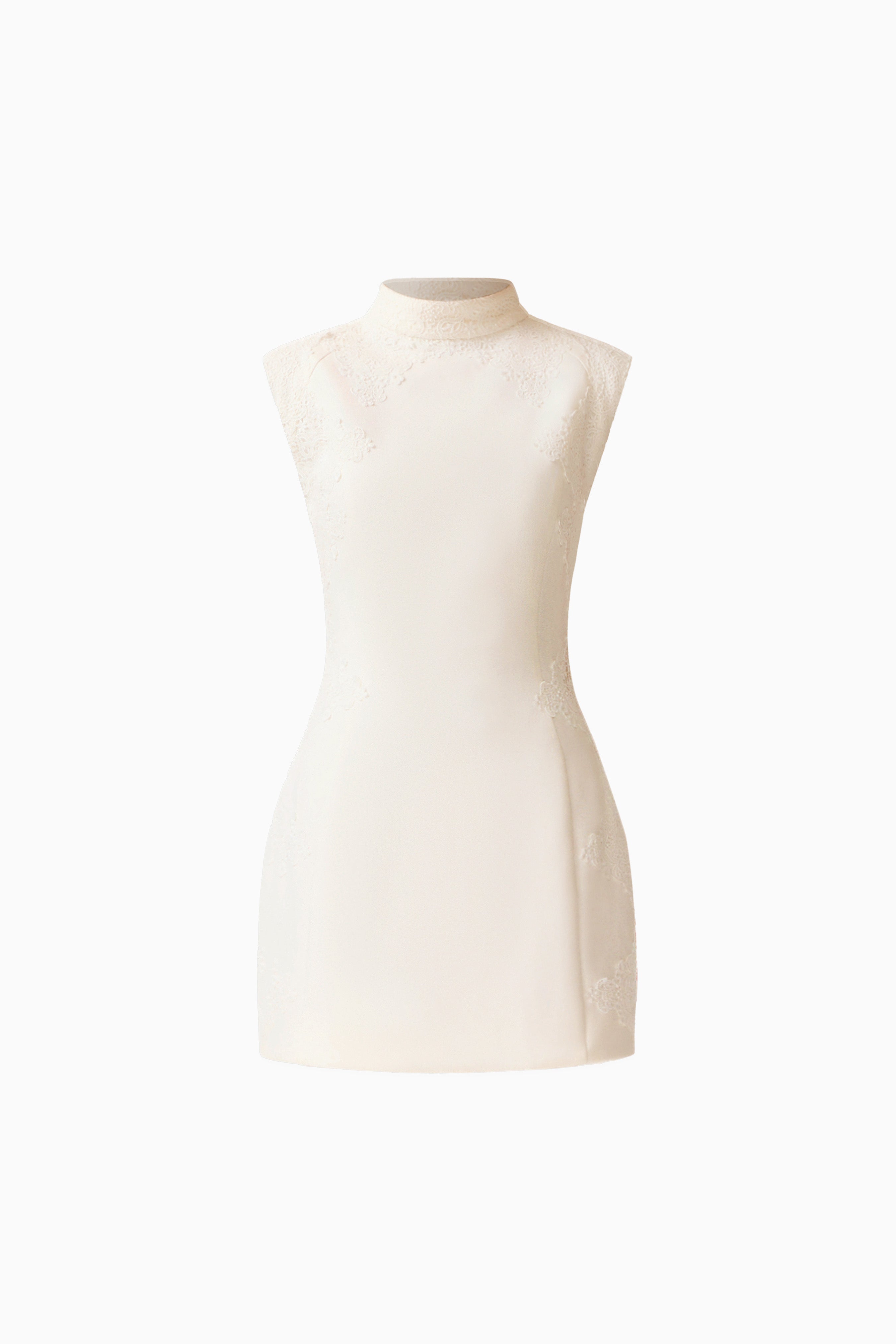 Elysia Lace Mini Dress in White