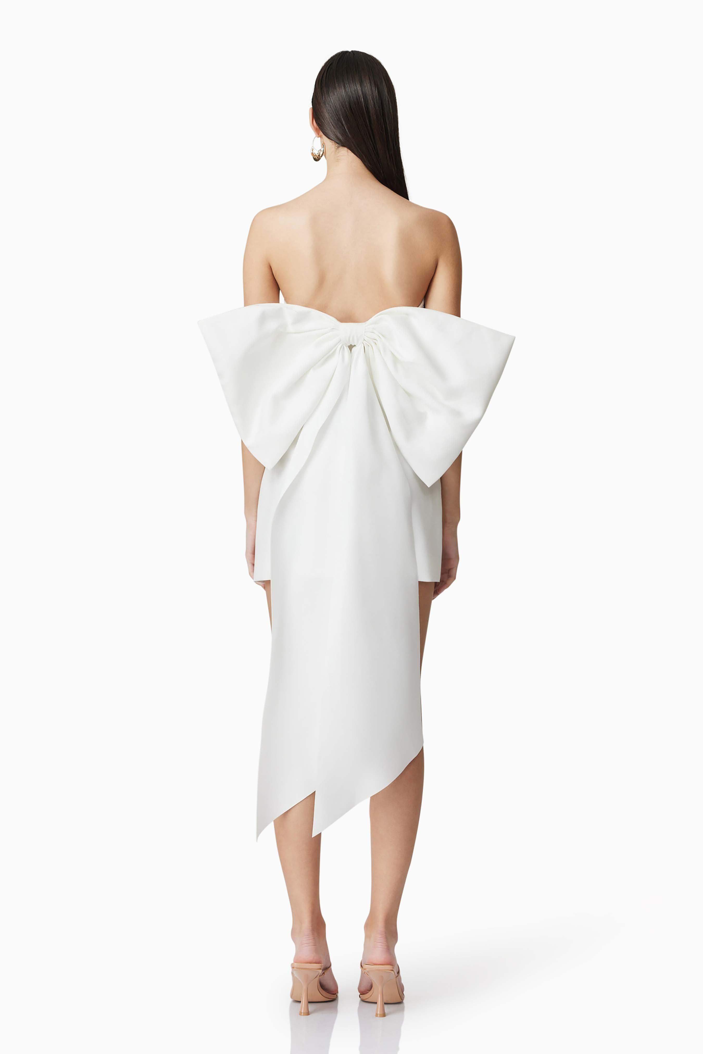 Celia Mini Bow Dress in White