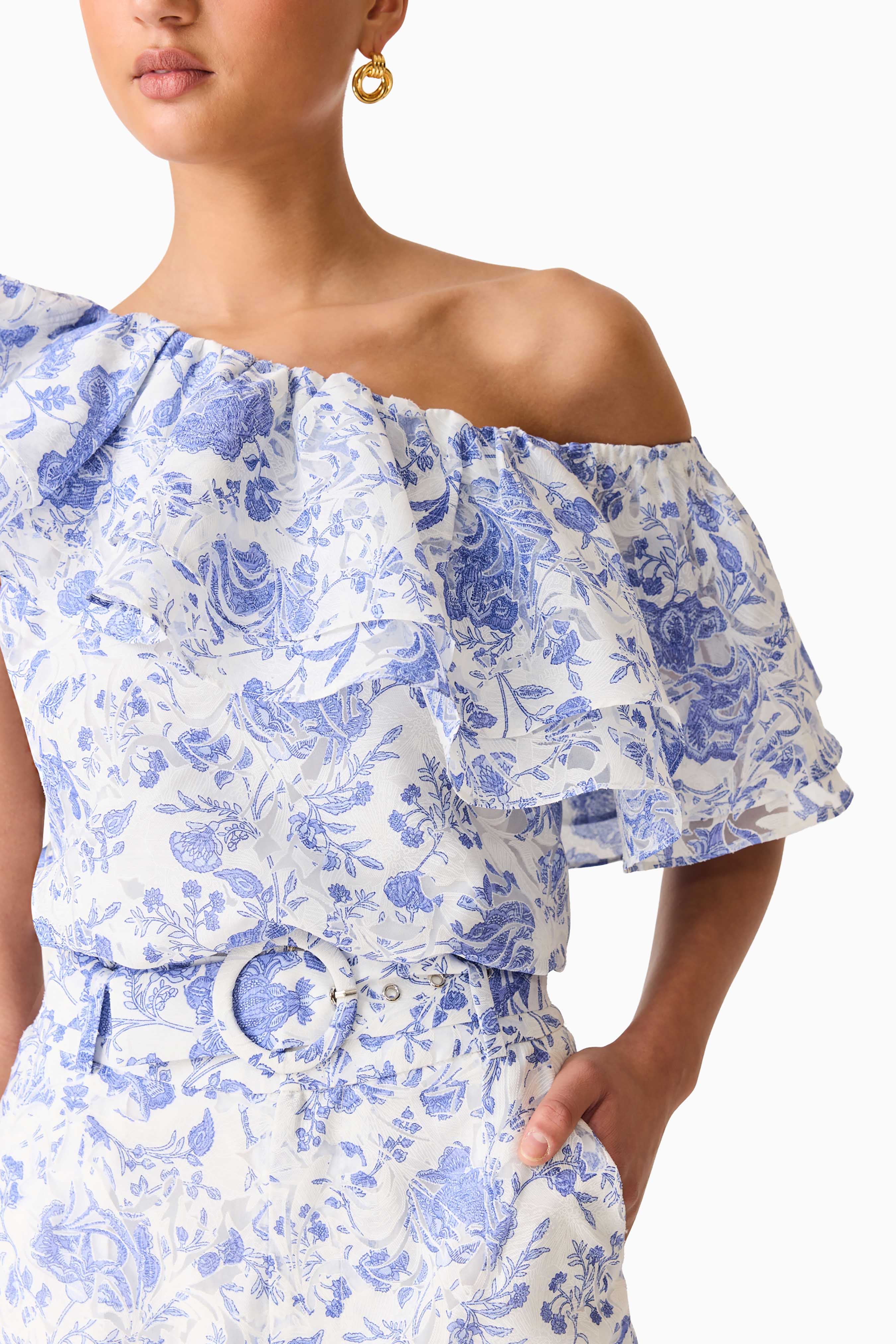 Elin Top & Short Set in Blue Floral
