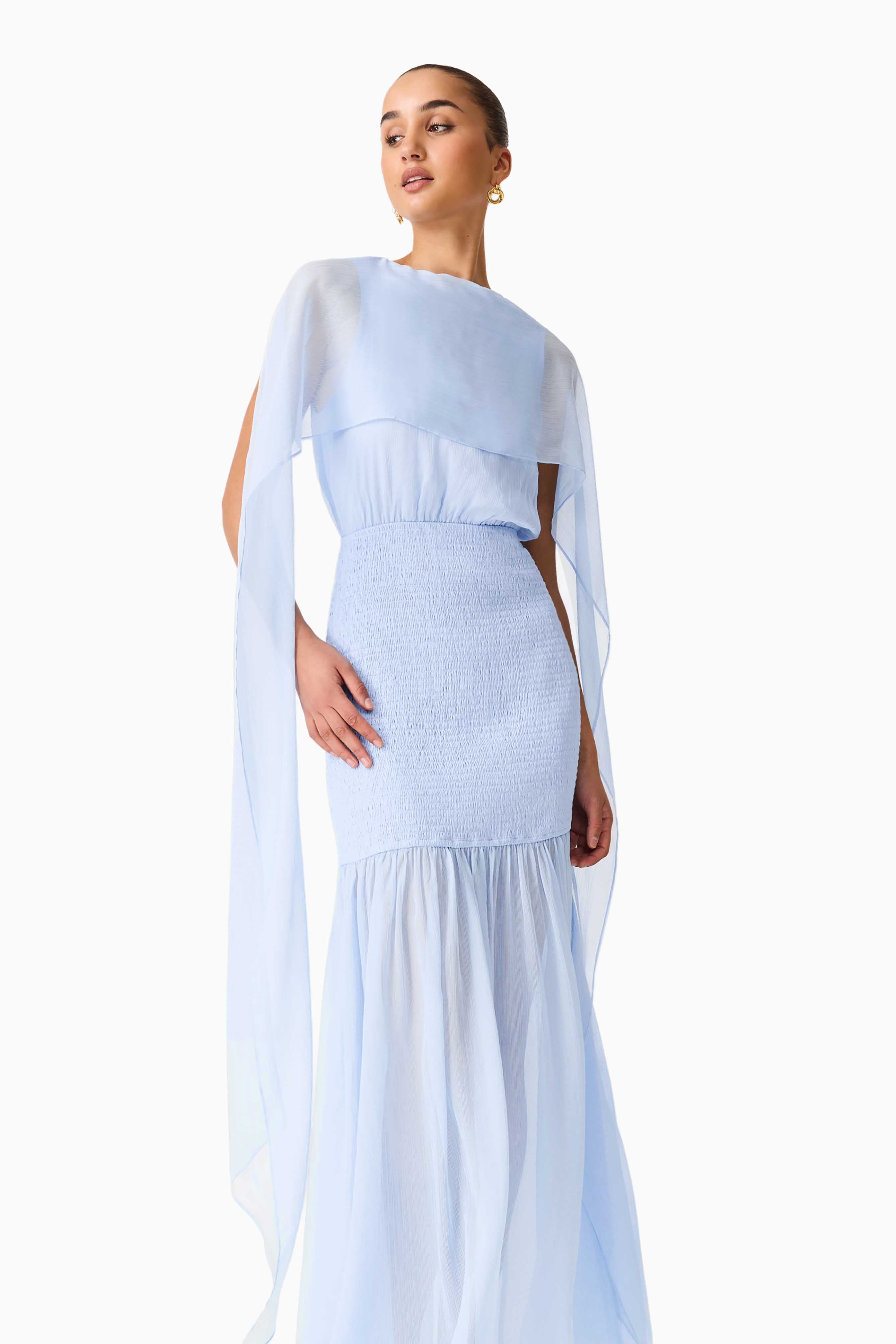 Eliane Cape Gown in Blue
