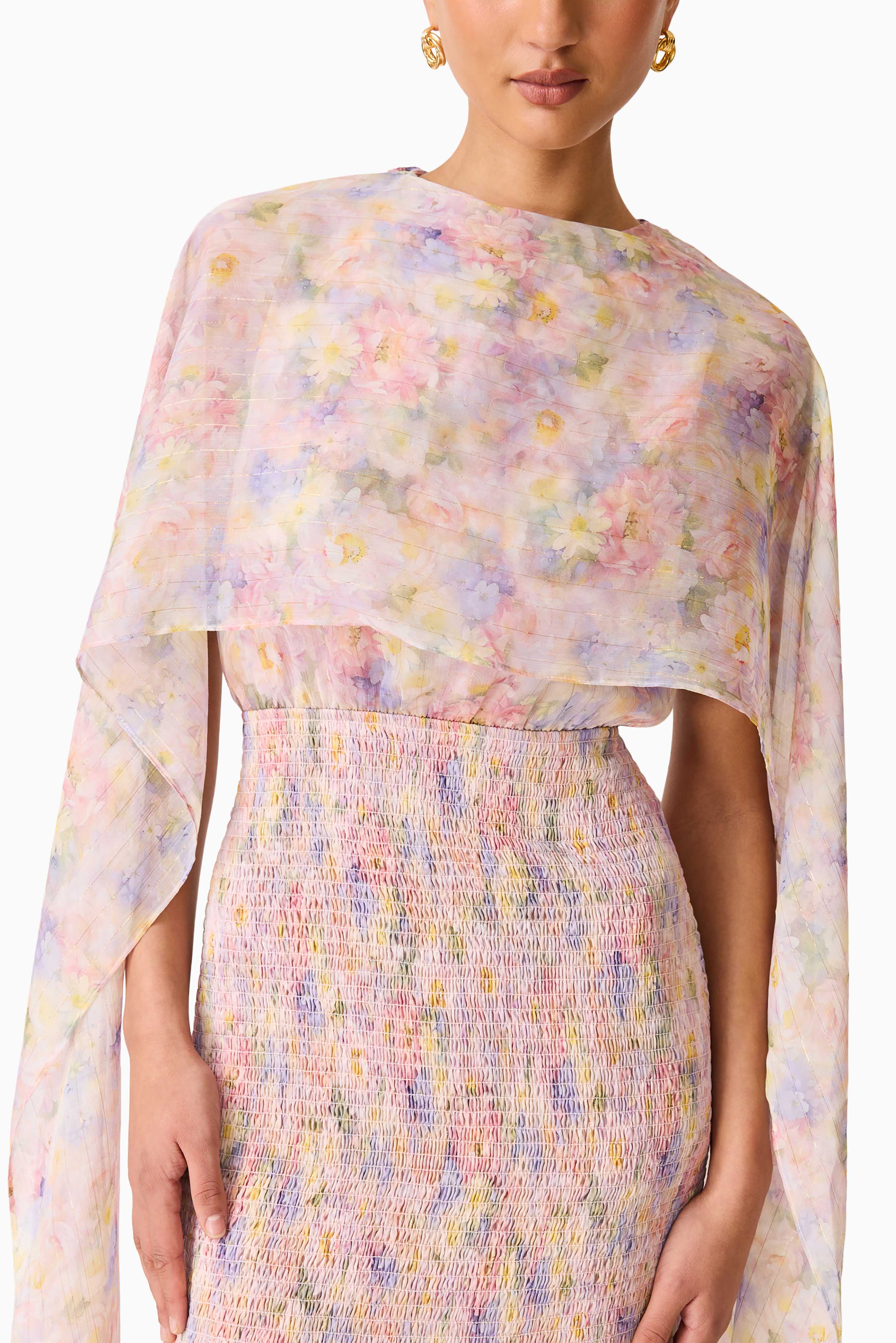 Alinda Cape Gown in Pink Floral
