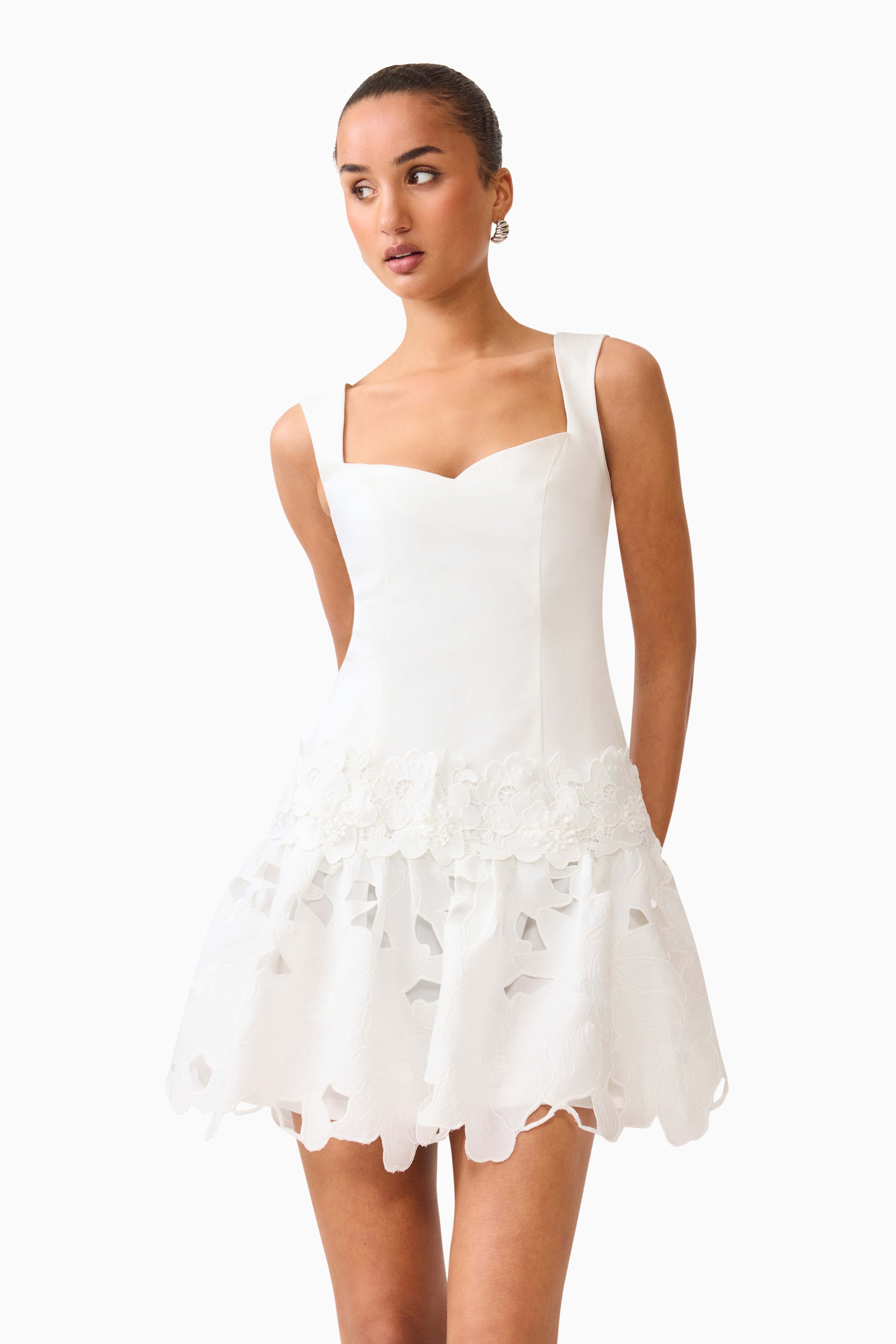 Elizabeth A-Line Mini Dress in White
