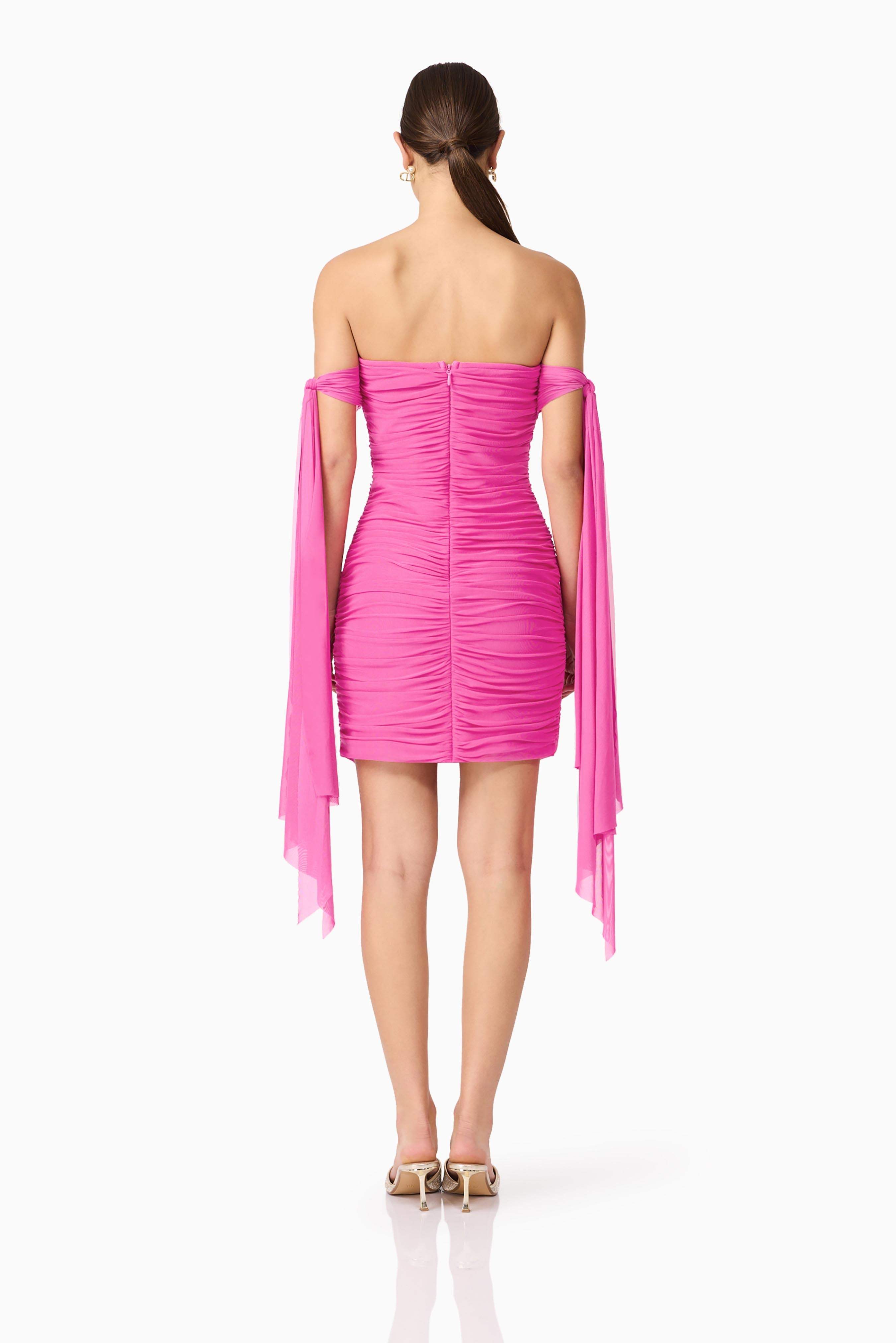 Celina Off The Shoulder Mini Dress in Pink
