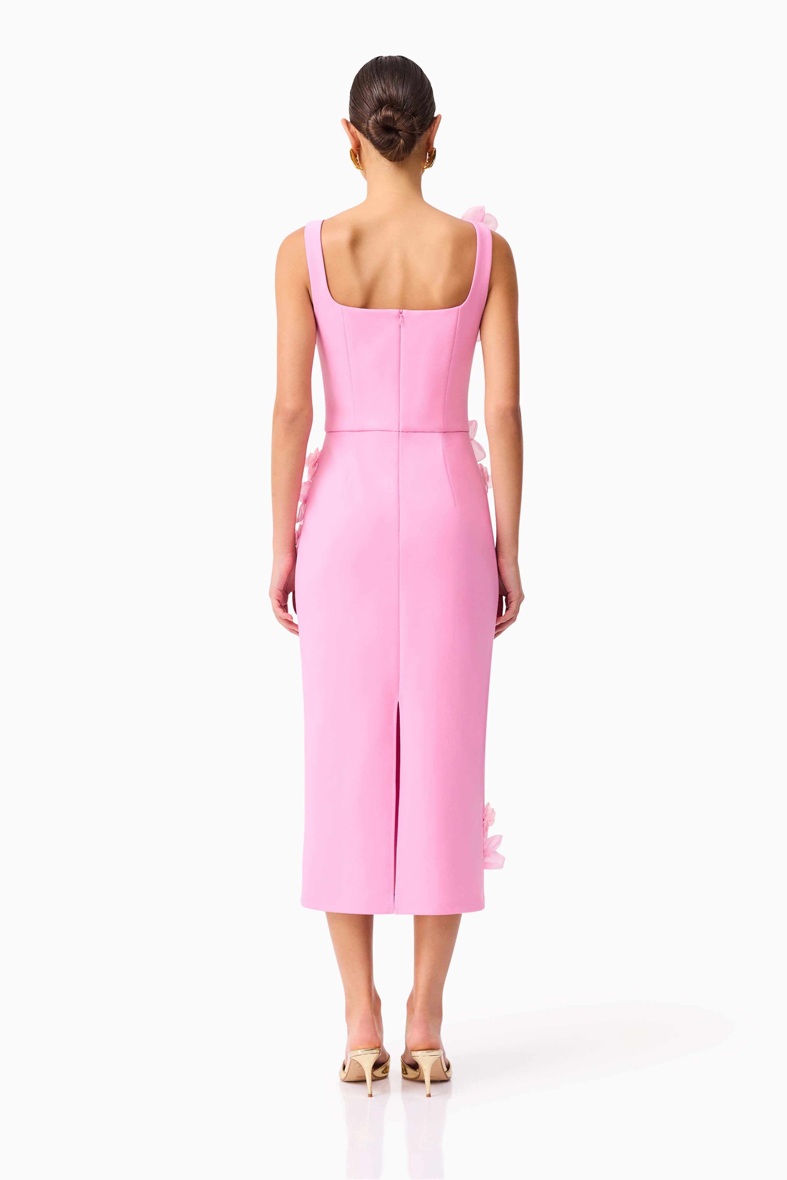 Chantelle 3D Midi Dress in Pink
