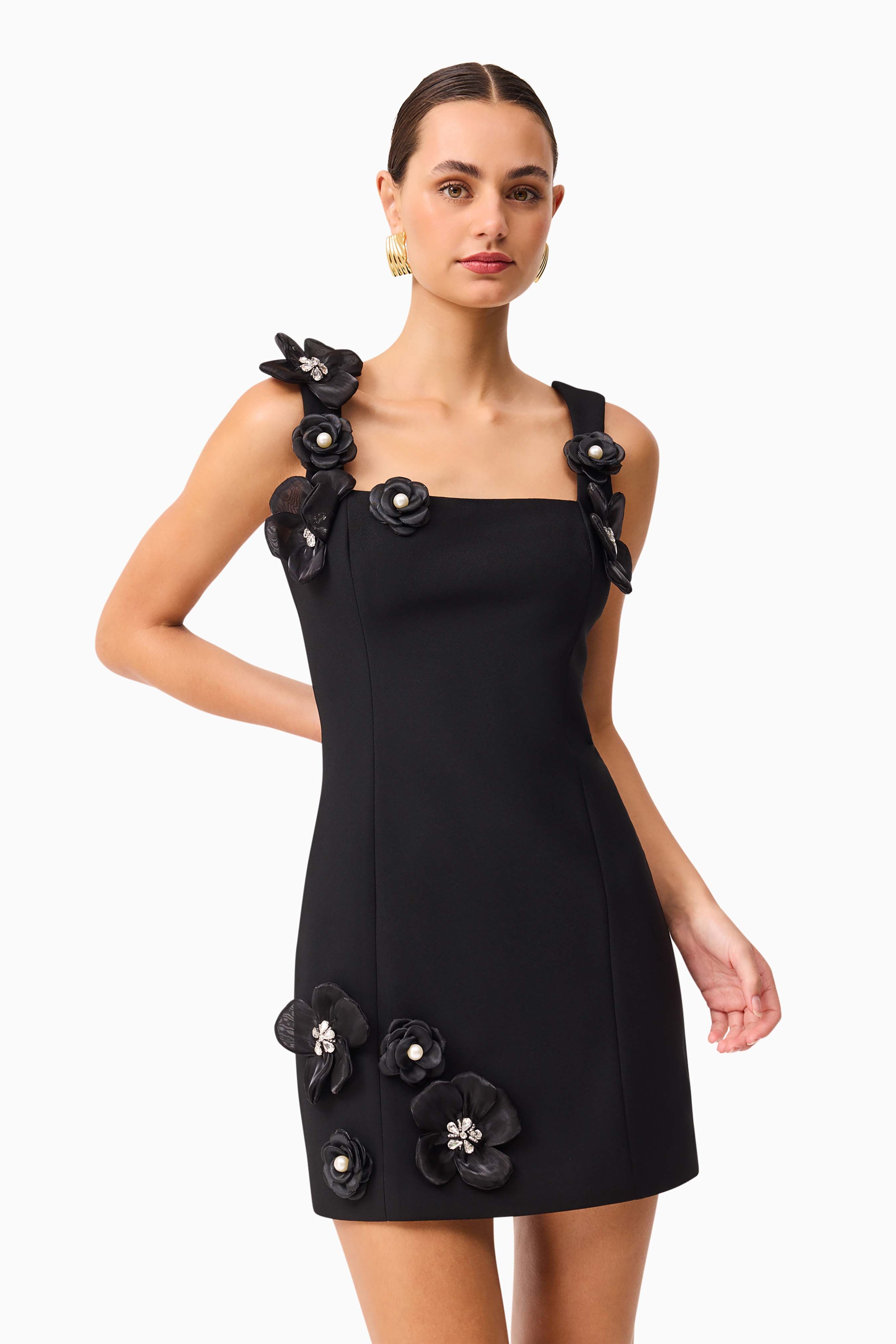 Chantelle Floral Mini Dress in Black
