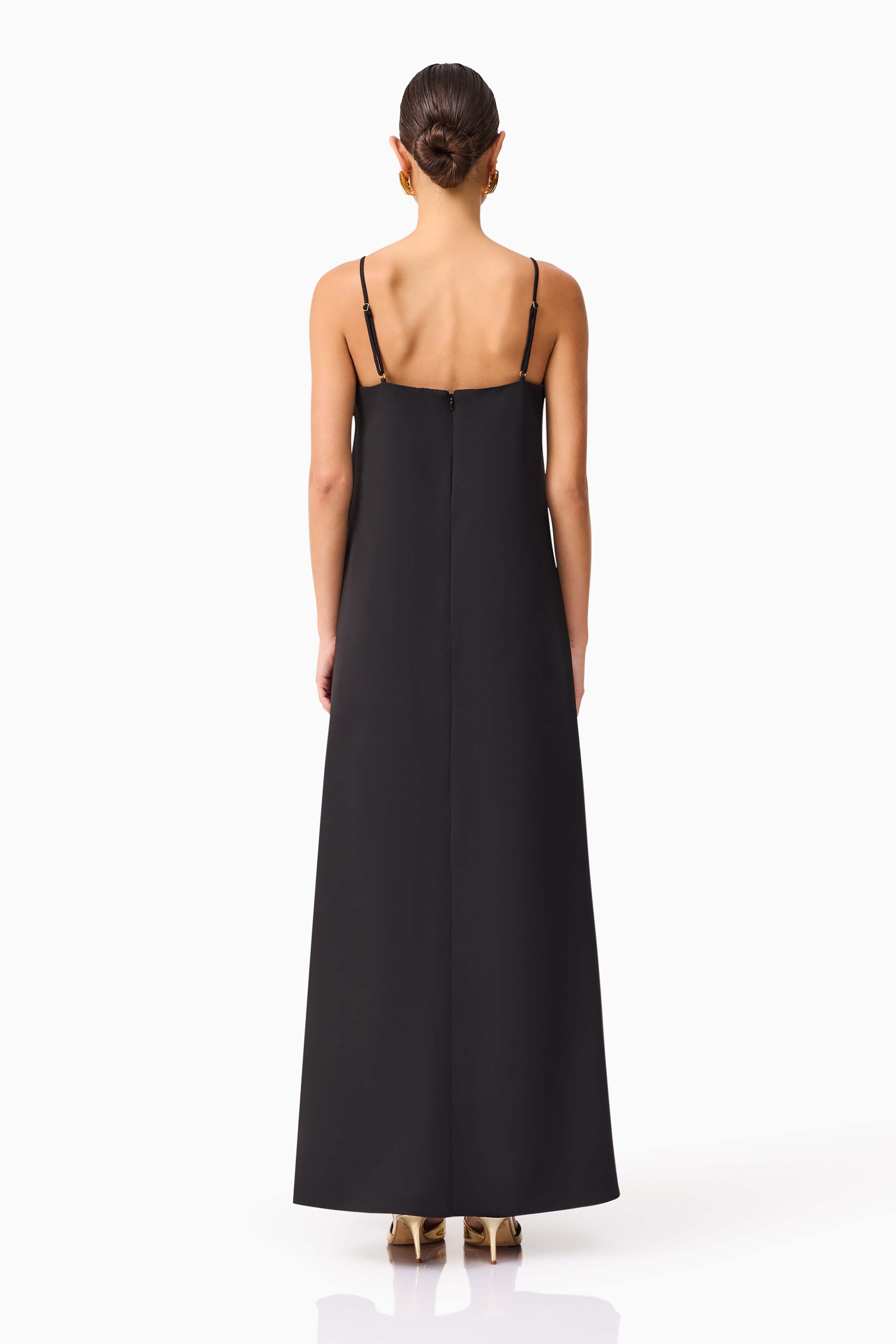 Buttercup Embroidered Maxi Dress in Black