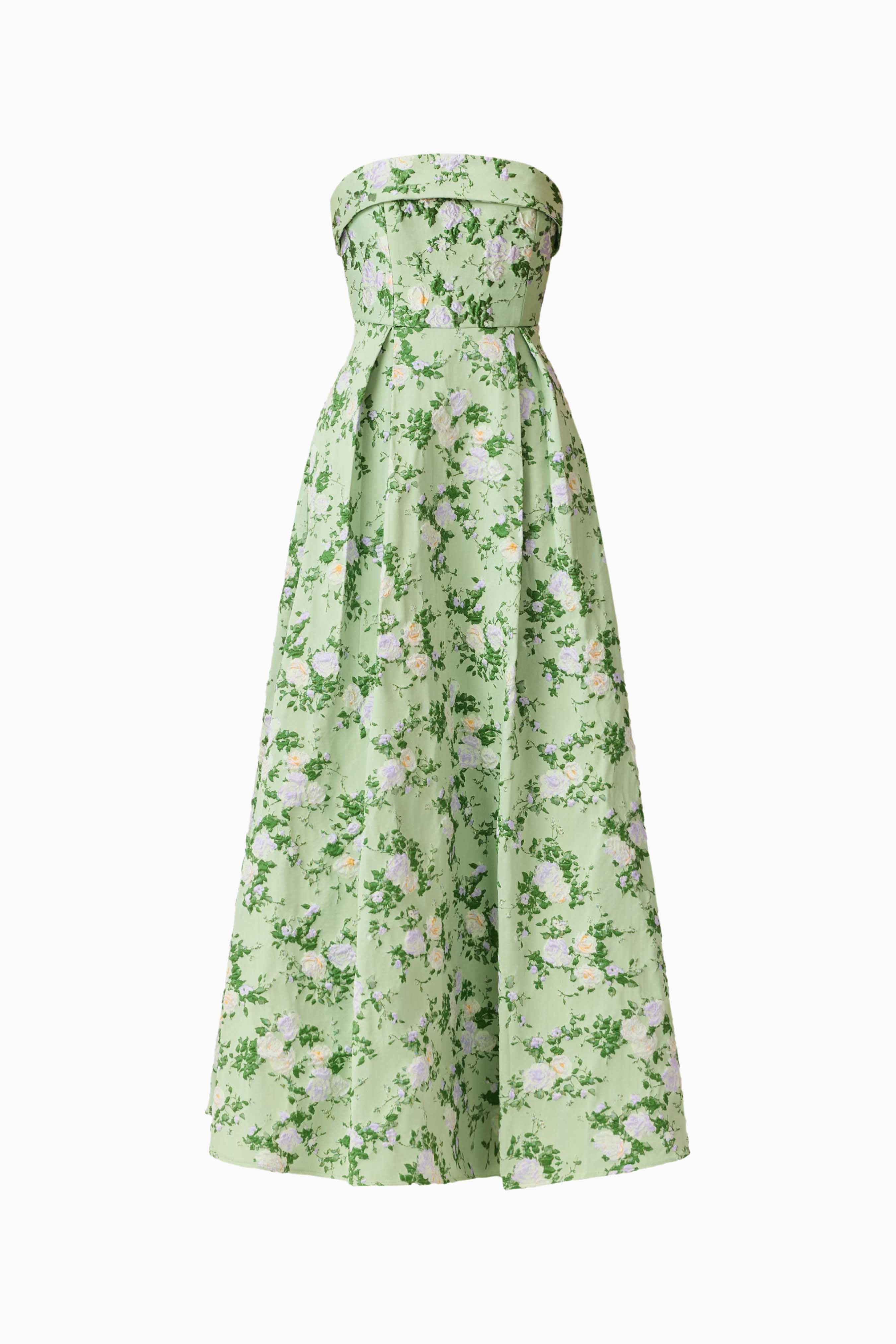 Christina Jacquard Gown in Green Floral