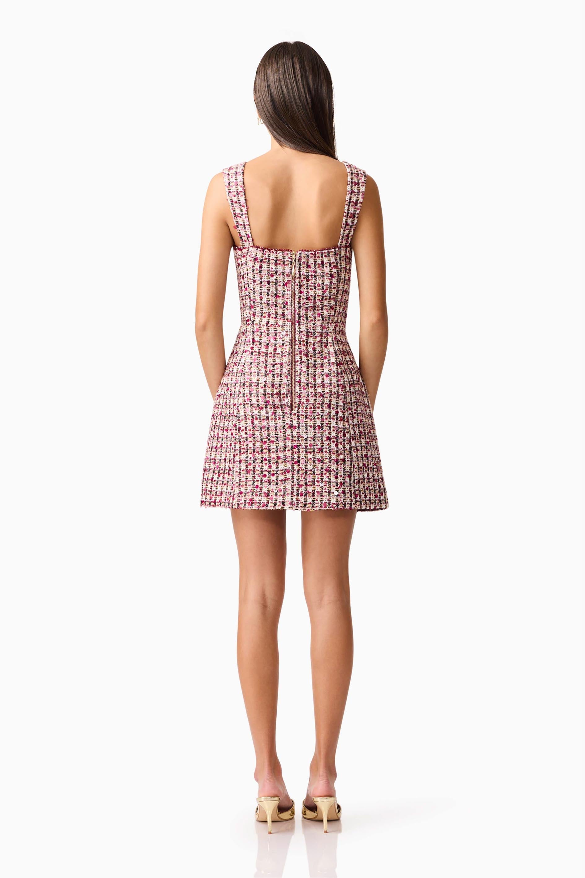 Bianca Tweed Mini Dress in Red