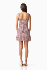 Bianca Tweed Mini Dress in Red