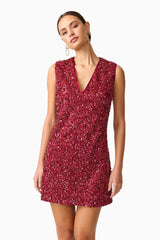 Carmen Shift Mini Dress in Red